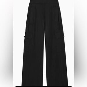 COS WIDE-LEG LINEN-BLEND CARGO TROUSERS SZ 10